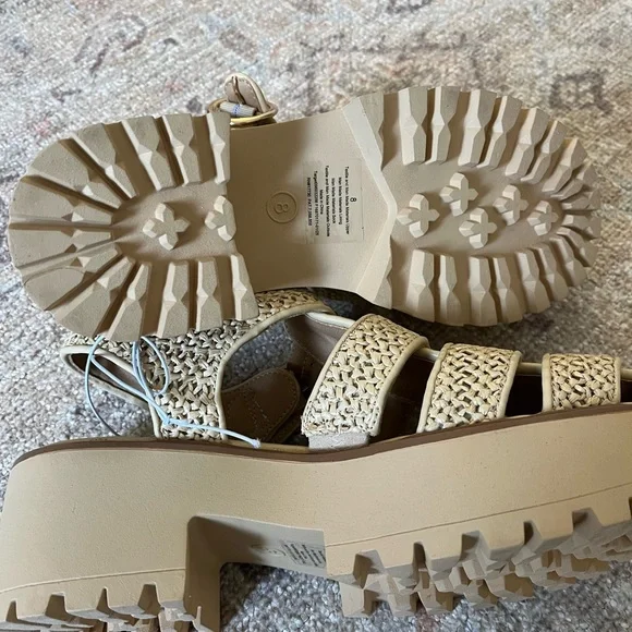 Beige Woven Platform Sandals - Picture 2 of 2